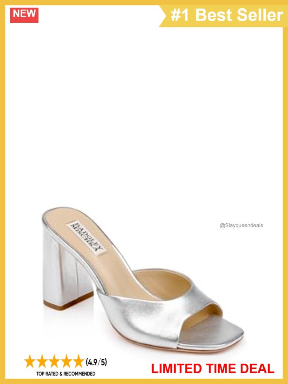 Badgley Mischka Cadence Leather Slide Heeled Sandal Formal Cushioned